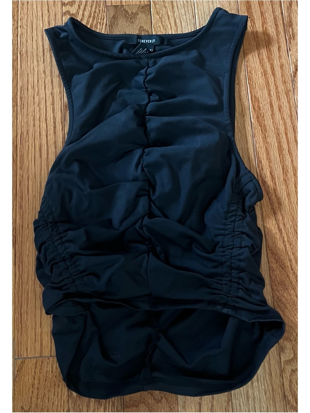 Forever 21 Black Stretchy Ruched Front Tank